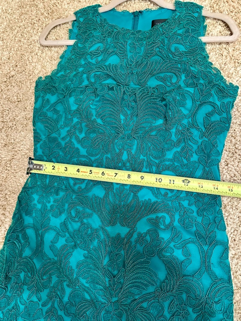 NWT Tadashi Shoji Emerald Lace Sleeveless Mini Dress - Picture 10 of 12